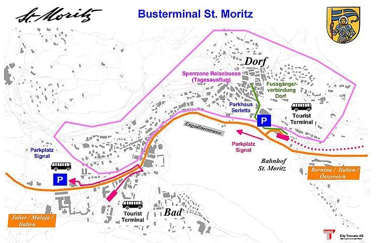 Reisebusse Parkmöglichkeiten St. Moritz